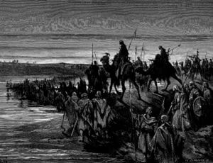 Josué e os israelitas cruzando o Rio Jordão
